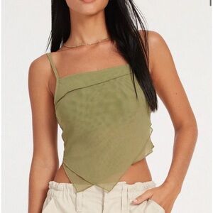 NWT Motel Rocks Olive Green Women's Asymmetrical Top